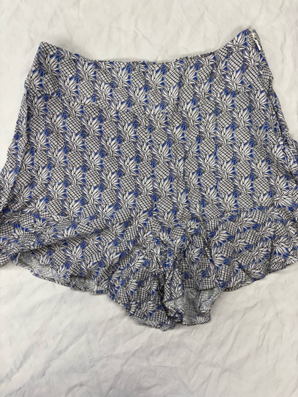Anthropologie Maeve Ruffle Shorts Pineapple Size 0 Blue White Lightweight Summer